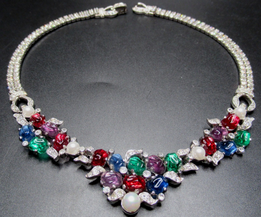 JOMAZ Ultra RARE Fruit Salad Rhiinestone Vintage Necklace
