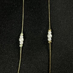 Vintage Dainty Gold Tone 24″ Necklace Three Faux Small Pearl Trio Cluster Korea
