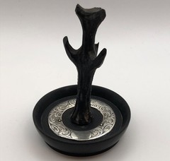 Ring Tree Edwardian English Ebony & Sterling; Ca 1916 Hallmark- No Monogram