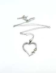 Vintage SPI 925 Sterling Silver “Love” Heart Pendant Chain Necklace (63)