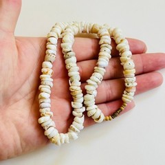VTG Hawaiian Puka Shell Surfer Necklace large Beads authentic 18″ 10mm Hawaii