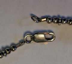 Vintage 16.5 Handmade Blue Glass & Sterling Beaded Necklace 925 Silver Tested