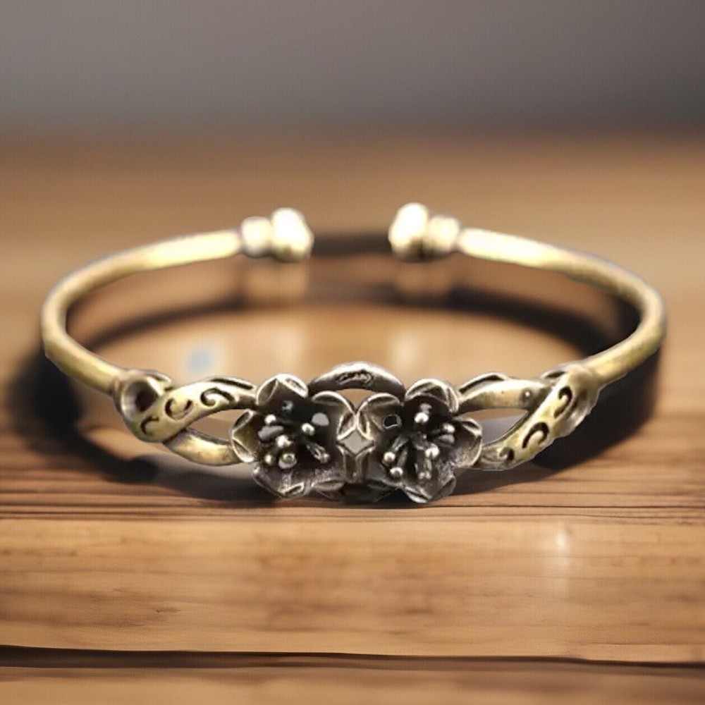 Floral Bracelet Copper 3D Design Brass & Copper Charming Vintage Look Fashion