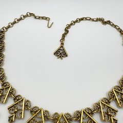 Vintage Etruscan Revival Necklace Purple Crystal Chandelier Victorian Gothic 17″