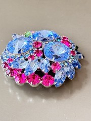 RARE Vintage Verified JULIANA D&E Ice Blue Rivoli Stone Brooch & Earring Set