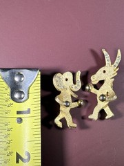 Vintage Political Pin Set Bipartisan Elephant Donkey Brooch Gold Tone Rhinestone