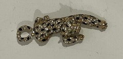 Vintage Pendant Cougar Cat Leopard Faux Rhinestone Costume Jewelry 3.5 inches