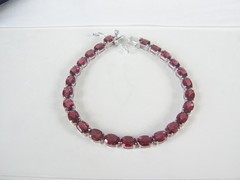 New Sterling Silver 925 Natural Rhodolite Pink Garnet Tennis Bracelet 7.5″