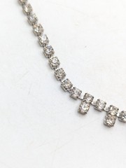 Vintage 1950s 1960s Rhinestone Collar Choker Necklace Glam Bling Silver Wedding