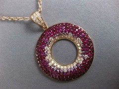 LARGE 3.51CT DIAMOND & AAA RUBY 18KT ROSE GOLD MULTI ROW CIRCLE OF LIFE PENDANT