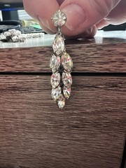 Vintage Weiss 3 Piece necklace and earring set Clear Round & Marquise rhinestone