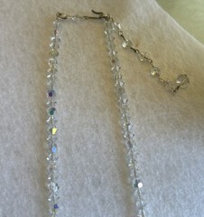 Vintage AB Aurora Borealis Faceted Glass Bead Necklace 34″