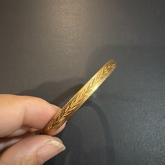 Vintage Marathon 14K Gold Filled Engraved Wheat Leaf Pattern Bangle Bracelet