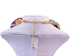 Vintage Multicolor Beaded Necklace Retro Style Mixed Materials Adjustable Length