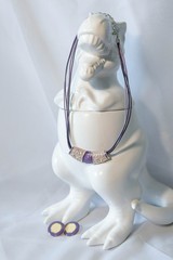 Vintage 90’s set of purple acrylic enamel necklace and earrings