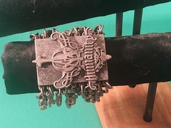Vintage Statement Bracelet Lot of 2 Word Charm Bracelet & Tasha Pyramid Stud