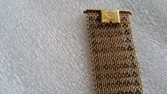 Vintage Italian Mesh Bracelet 18k Gold Charm Wide Yellow Woven Men Women Old