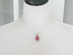 Sterling Silver 925 Pink Topaz Large Slide Pendant Necklace
