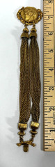 Vintage Ornate Gold-tone Coin attached to 24 dangling tassel Chains Bracelet