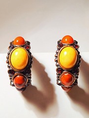 RJ Graziano Natural Stone and Silvertone Hoop Clip Earrings