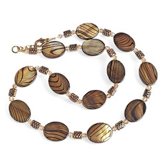 VTG Chunky Artisan Amber Art Glass Beaded Boho Statement Necklace 20″