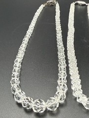 Vintage Japanese Rock Crystal Necklace Lot of 4 Faceted Clear Quartz Silver