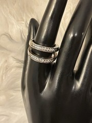 Sterling Silver Channel Set Double Band CZ Vintage Ring Size 8 Gram Wt 7.2
