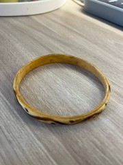 Vintage Tortoiseshell Bangle Bracelet Brown Cream Acrylic Resin Jewelry