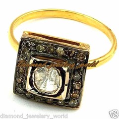 1.07ctw Genuine Old Mine Rose Antique Cut Diamond Victorian Silver Ring Jewelry