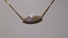 Vintage 14k Yellow Gold Pave Set Clean Shinny Diamonds Eye Shape Necklace