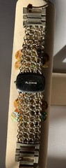 Vintage Mesh Chain And Abalone Fashion Watch Mother Of Pearl Face Quartz Works