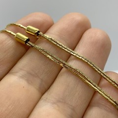 VTG 90’S Y2K YELLOW GOLD TONE SLIDE BOX CHAIN NECKLACE ADJUSTABLE LENGTH RETRO
