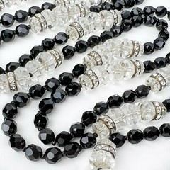 French Jet, Clear Crystals and Rhinestone Rondelles Very LONG Necklace (NK2237)