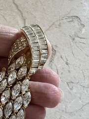 Vintage Ciner? Crystal Rhinestone Statement Drop Hinged Clip on Earrings 3″ Long
