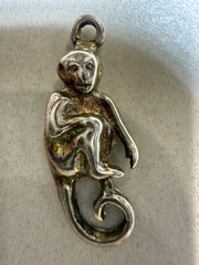 Vintage Signed 925 Sterling Silver Vermeil Capuchin Monkey Charm Pendant Signed