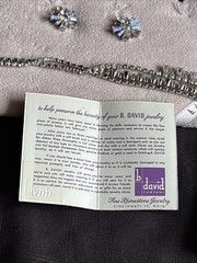 B David Jewelry Set Rhinestone NECKLACE EARRINGS Clip On Vintage Signed WITH BOX