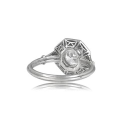 Art Deco Style Round Cut Lab Created Diamond Halo 925 Silver Engagement Ring