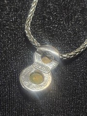 VTG 90’s David Grau Silvertone Rope Necklace Lavender & Yellow Crystal Pendant