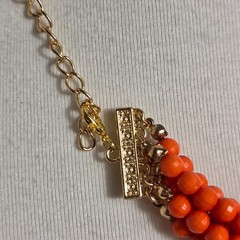 Vibrant Orange Multi-Strand Beaded Bib Necklace Graduated Layers