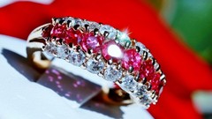 14k yellow gold 1.50ct natural diamond size 6.75 ring ruby band heated 4.95gr