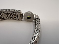 Bali Sterling Silver Peridot Bracelet 7” Handcrafted Balinese Scrollwork Artisan