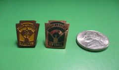 Little League Softball Official Pin Lot of 2 Size Approx .5 x .5 Inches Used
