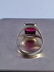 Old Vintage Soviet Union Silver 875 Ring USSR Red Stone Ruby Size US 7 (17 mm)