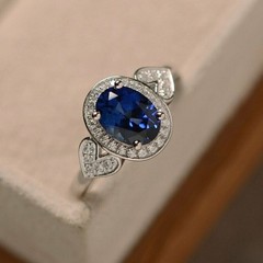 3.80 Ct Natural Sapphire Art Deco Vintage Engagement Ring 925 Sterling Silver