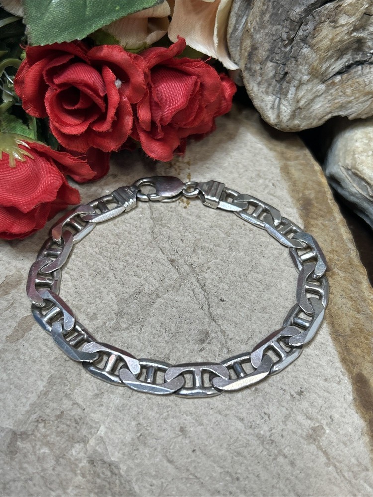 28. Vintage Sterling 925 Mariner Link Chain Bracelet 8 3/4″. 29.1g. Italy Unx