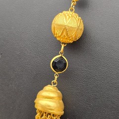 Vintage Tassel Necklace Black Gold Tone Long Layering Statement Runway