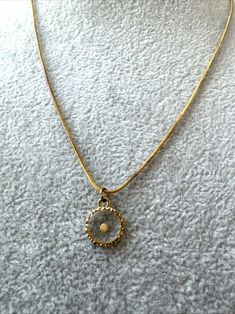 18KT GP gold plate snake chain gold Vtg pendant Minimalist Seed Life Resin Charm