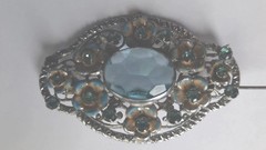 Antique/Art Deco Brooch Silver With Blue Rhinestone WW2 Connection