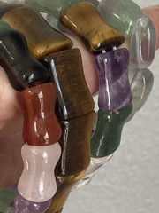 Stone Bracelet Gemstone Lot of 4 Cold Carved Beads Healing Stretch Assorted
