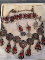 Vintage Moroccan SOUVENIR DU MARCO Jewelry Set Necklace Link Bracelet Hamsa Hand